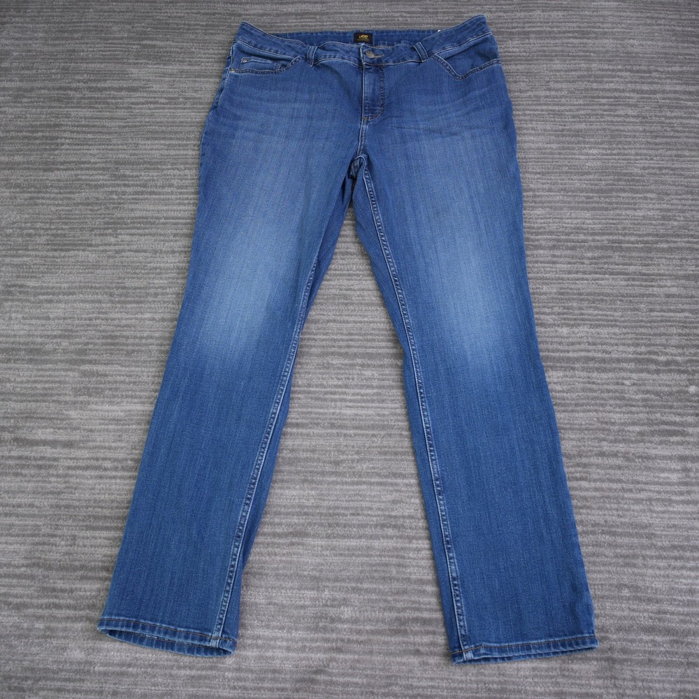Lee Womens Medium Wash Straight Leg Jeans Smart Fit‎ Blue Denim Size 18W